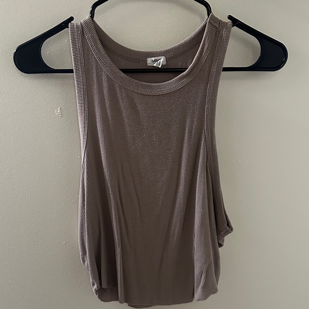 Garage Taupe Ribbed Tank Top